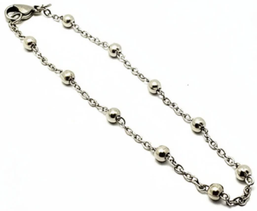 Pulsera de acero quirurgico Espejito 0.5mm con bolitas de 4mm 19cm